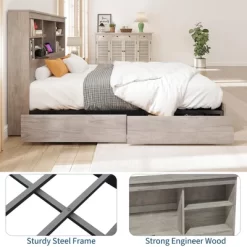 Farmhouse Full/Queen/King Bed Frame With 51" Storage Headboard, 4 Drawers & Charging Station, 1000Lbs Capacity, No Box Spring Needed, Noise-Free 17 Farmhouse Full/Queen/King Bed Frame With 51" Storage Headboard, 4 Drawers & Charging Station, 1000Lbs Capacity, No Box Spring Needed, Noise-Free -Garvee GUEST 3c45b35a 3239 4f43 9d13 39b9d818840c