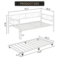 Twin Daybed With Trundle Bed, Heavy Duty Metal Twin Bed Frame With Pull Out Trundle 12 Twin Daybed With Trundle Bed, Heavy Duty Metal Twin Bed Frame With Pull Out Trundle -Garvee GUEST 3cdfac66 d8f6 4453 a972 fa0f379406a9