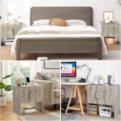 Fluted Nightstand, Side Table With 2 Drawer, Modern Farmhouse Nightstand With Open Shelves, Wood Nightstand For Bedroom Sofa Office -Garvee GUEST 3dc44f8b dea9 456d 8a08 704d62f2efde