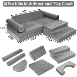 Kids Couch 13PCS Play Couch,modular Kids Play Couch For Playroom, Playhouse Play Set For Toddlers Babies, Foam Modular Sectional Sofa