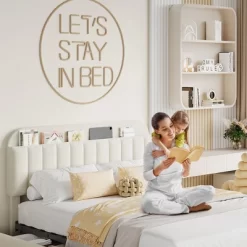 Twin/Twin XL/Full/Queen Bed Frame With Bookcase Headboard And 2 Drawers, Kids Bed Frame, Boucle Upholstered Platform Bed, Easy Assembly -Garvee GUEST 3eea515e 0964 41e0 9b2d c1f604b626f0