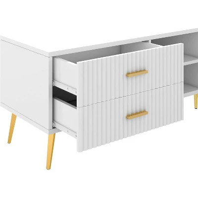 Modern TV Stand With Storage Drawer, Entertainment Center With 2 Cabinet Doors And 2 Drawers, Low Profile TV Cabinet For TVs Up To 75 Inch 6 Modern TV Stand With Storage Drawer, Entertainment Center With 2 Cabinet Doors And 2 Drawers, Low Profile TV Cabinet For TVs Up To 75 Inch - Image 4