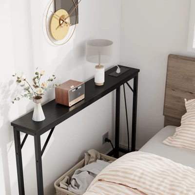 Garvee 5.9" Narrow Sofa Table With Outlets, Skinny Console Table With Storage, Slim Behind Couch Table For Living Room, Hallway, Foyer 6 Garvee 5.9" Narrow Sofa Table With Outlets, Skinny Console Table With Storage, Slim Behind Couch Table For Living Room, Hallway, Foyer - Image 4