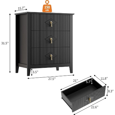 Modern Fluted Dresser, 3/5/6/7 Drawer Wood Dresser For Bedroom, Modern Chest Of Drawers, Storage Organizer Cabinet For Living Room, Entryway 3 Modern Fluted Dresser, 3/5/6/7 Drawer Wood Dresser For Bedroom, Modern Chest Of Drawers, Storage Organizer Cabinet For Living Room, Entryway