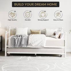 Twin Daybed With Trundle Bed, Heavy Duty Metal Twin Bed Frame With Pull Out Trundle 15 Twin Daybed With Trundle Bed, Heavy Duty Metal Twin Bed Frame With Pull Out Trundle -Garvee GUEST 404e5ee0 c5f1 44f2 80d0 4c9b673ced4e