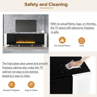 68" Fireplace TV Stand For TVs UP To 78", Electric Fireplace Media Entertainment Center, Modern TV Console Table With Storage For Living Room 6 68" Fireplace TV Stand For TVs UP To 78", Electric Fireplace Media Entertainment Center, Modern TV Console Table With Storage For Living Room - Image 4