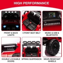 12V Ride-On Truck Car For Kids – Battery Powered Electric Vehicle With Remote Control, Spring Suspension, LED Lights, Bluetooth & 3 Speeds