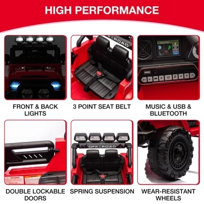 12V Ride-On Truck Car For Kids – Battery Powered Electric Vehicle With Remote Control, Spring Suspension, LED Lights, Bluetooth & 3 Speeds 3 12V Ride-On Truck Car For Kids – Battery Powered Electric Vehicle With Remote Control, Spring Suspension, LED Lights, Bluetooth & 3 Speeds