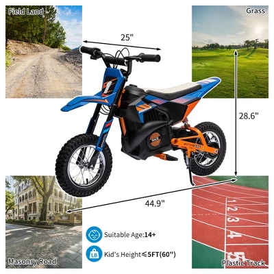 Kids Ride On Electric Motorcycle,250W Motor 13.6MPH Fast Speed Dirt Bike, Off-Road Bike,Twist Grip Throttle, Air-Filled Tires,for Teens 6 Kids Ride On Electric Motorcycle,250W Motor 13.6MPH Fast Speed Dirt Bike, Off-Road Bike,Twist Grip Throttle, Air-Filled Tires,for Teens - Image 4