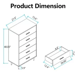 Garvee 5 Drawer Dresser For Bedroom, Modern Tall Dresser Organizer With Storage Drawers, Wooden Chests Of Drawers For Bedroom, Entryway, Hallway,White 9 Garvee 5 Drawer Dresser For Bedroom, Modern Tall Dresser Organizer With Storage Drawers, Wooden Chests Of Drawers For Bedroom, Entryway, Hallway,White -Garvee GUEST 41dd2593 642a 4f25 9d1b 4688429280cf