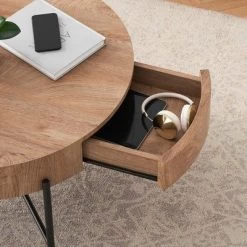 Garvee Farmhouse Round Coffee Table Solid Wood Center Table With Two Drawers, Brown -Garvee GUEST 41e251d2 cff0 4b4e 8fb0 0bc6c76a271c
