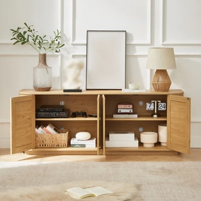 64 Inch Modern TV Stand, Wooden Entertainment Center With Storage, TV Console Table, Sideboard Buffet Cabinet For Living Room, Brown 24''H 3 64 Inch Modern TV Stand, Wooden Entertainment Center With Storage, TV Console Table, Sideboard Buffet Cabinet For Living Room, Brown 24''H