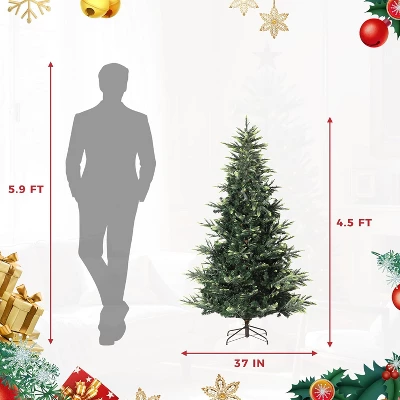 Pre-Lit Artificial Christmas Tree, Spruce Xmas Tree With Thick PE & PVC Branches, UL Listed Warm White Lights, Fire-Resistant, Home, Office 3 Pre-Lit Artificial Christmas Tree, Spruce Xmas Tree With Thick PE & PVC Branches, UL Listed Warm White Lights, Fire-Resistant, Home, Office