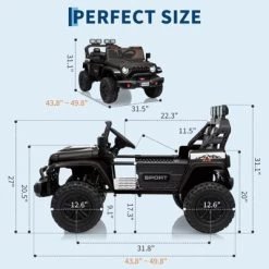 24V Electric Ride On Car For Kids, 4WD 20.5in 2-Seater With Extendable Body, 13in Anti-Slip Tires, LED Lights, Music, Parental Remote, For Ages 3-8 -Garvee GUEST 433c45fa d81d 4613 870e fbfcdd32d048