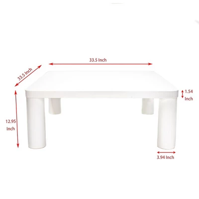 33.5" Modern Square Coffee Table, Wooden End Table, Accent Coffee Table Nightstands For Living Room Bedroom Office White 4 33.5" Modern Square Coffee Table, Wooden End Table, Accent Coffee Table Nightstands For Living Room Bedroom Office White - Image 2