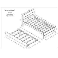 Modern Twin Bed Frame With Twin Trundle, Solid Wood Platform Bed With Headboard, No Box Spring Needed, Wooden Slats Supports, White -Garvee GUEST 45692ffa 0fdf 4fe7 8a94 8dedf14077bd
