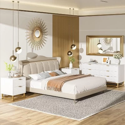 6-Drawer Dresser For Bedroom – Modern Wood Chest With Gold Metal Handles For Hallway, Entryway, And Living Room 4 6-Drawer Dresser For Bedroom – Modern Wood Chest With Gold Metal Handles For Hallway, Entryway, And Living Room - Image 2