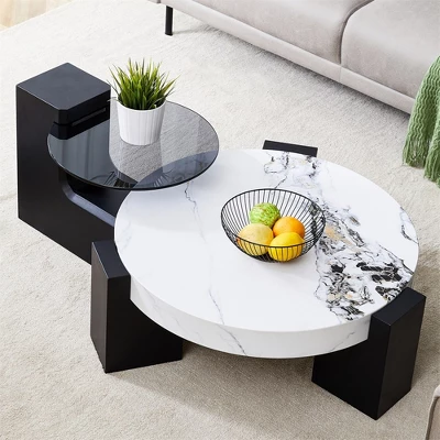 Modern Coffee Tables Set Of 2, Coffee Table With Detachable Nightstand, Accent Center Table With Glass Top Side Table For Bedroom Office 14 Modern Coffee Tables Set Of 2, Coffee Table With Detachable Nightstand, Accent Center Table With Glass Top Side Table For Bedroom Office - Image 12