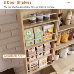 Pantry Cabinet, Kitchen Storage Cabinets With Doors And Shelves, 72" Tall Farmhouse Rattan Pantries With Drawers For Dining Room, Living Room -Garvee GUEST 4654d02c bf77 46eb 9209 999ed426f156