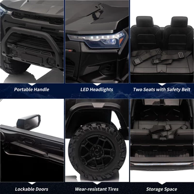 Ride On Truck For Kids, 24V 2 Seater, Battery Powered Vehicle Toddlers Ride On Car Toy With Trunk, Handle, Electric Car For Kids 5 Ride On Truck For Kids, 24V 2 Seater, Battery Powered Vehicle Toddlers Ride On Car Toy With Trunk, Handle, Electric Car For Kids - Image 3