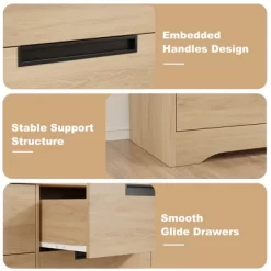 4 Drawer Dresser For Bedroom, Natural Dresser Chest Of Drawers With Embedded Handles, Wooden Dresser Organizer For Living Room Nursery Entryway -Garvee GUEST 47762ade 2e7f 4385 91e2 2a48b6117e4f