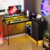 L-Shaped Computer Desk With 4 Power Outlets, 2 USB Ports, 7-Color LED Lights