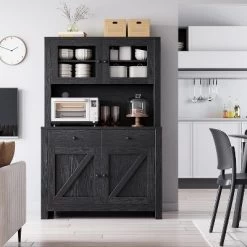 Freestanding Kitchen Pantry Cabinet With Microwave Stand & Buffet Cupboard, Adjustable Shelves For Dining Room 14 Freestanding Kitchen Pantry Cabinet With Microwave Stand & Buffet Cupboard, Adjustable Shelves For Dining Room -Garvee GUEST 494a68d2 5d88 4f39 b21d 50d124923105