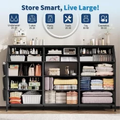 Dresser For Bedroom With 14 Drawers, 55" W Dresser With Side Pocket, Fabric Dressers & Chests Of Drawers With Shelves -Garvee GUEST 4975c5d0 7130 4beb 929e 1c6bfb5978b3