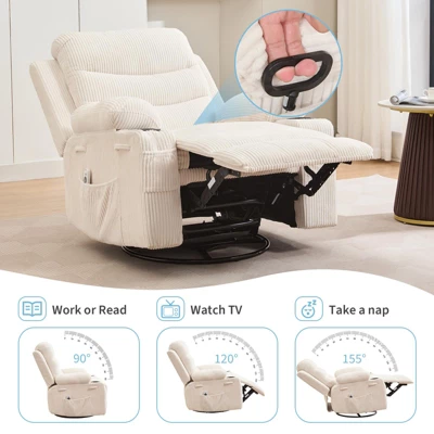 Recliner Chair Nursery, Manual Reclining Rocking Chair, 360 Swivel Glider With Cup Holder, Massage And Heat Recliner, Indoor Single Sofa Chairs 4 Recliner Chair Nursery, Manual Reclining Rocking Chair, 360 Swivel Glider With Cup Holder, Massage And Heat Recliner, Indoor Single Sofa Chairs - Image 2