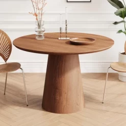 43.31" Round Dining Table, Modern Pedestal Dining Table, Leisure End Table For Living Room Dining Room Cafe Kitchen Small Space