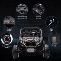 24V 2-Seater Kids Ride-On UTV Truck With Remote Control, 4WD Electric Truck Toy Car With Music, LED Lights,Battery Powered Toy For Boys & Girls,Black -Garvee GUEST 49e78e30 da98 408e a82f 03f2634ef7a7