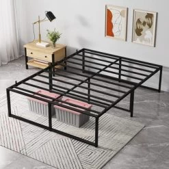 Queen Metal Bed Frame Platform, 14 Inch Queen Bedframe With Sturdy Steel Slats Mattress Foundation No Box Spring Needed Easy Assemble Noise Free Black -Garvee GUEST 49ecbe78 80e2 452f a432 d6630a48d746 1