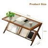 Modern Coffee Table With Glass Top & Rattan Shelf - Z-Shape Design, Warm Wood Frame For Living Room, Office 2 Modern Coffee Table With Glass Top & Rattan Shelf - Z-Shape Design, Warm Wood Frame For Living Room, Office -Garvee GUEST 4a623452 d942 4dbe 85e9 94c9d9f3630c