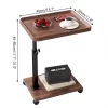 C-Shaped Adjustable Height End Table, 360-Degree Swivel TV Tray Table For Small Spaces, Side Table With Wheels For Living Room And Bedroom, Bed Side