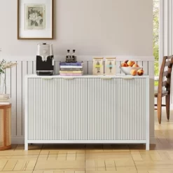 55" Modern Fluted Sideboard Buffet Cabinet With Storage, Wood Coffee Bar Buffet Table With 4 Doors & Adjustable Shelves 13 55" Modern Fluted Sideboard Buffet Cabinet With Storage, Wood Coffee Bar Buffet Table With 4 Doors & Adjustable Shelves -Garvee GUEST 4b8b00a1 16c0 400d beb4 ec7cb52f908e