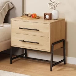 Farmhouse Nightstand With Drawers, Light Wood Side Table With Metal Legs 11 Farmhouse Nightstand With Drawers, Light Wood Side Table With Metal Legs -Garvee GUEST 4ba69b63 2fca 498a 8a03 10b3f0203ce9