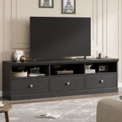 70in TV Stand For TVs Up To 80", Modern Entertainment Center With Storage Drawer, Shelves, TV Console Media Cabinet For Living Room, Bedroom, Black -Garvee GUEST 4bef560d d911 40b9 894b 16b6e72460d0