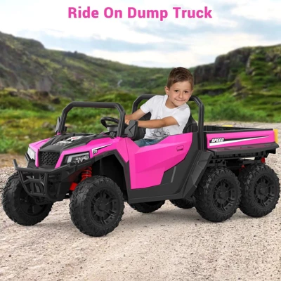 Garvee 24V 4WD 6-Wheel Ride On Dump Truck For Kids, 2-Seater Electric Truck With Remote Control, Motorized Dump Bed, Shovel, LED Lights & Music 9 Garvee 24V 4WD 6-Wheel Ride On Dump Truck For Kids, 2-Seater Electric Truck With Remote Control, Motorized Dump Bed, Shovel, LED Lights & Music - Image 7