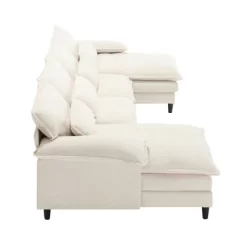 4 Seater U Shaped Modular Sectional Sofa Couch For Living Room, Corner Sofa With 4pcs Waist Pillows