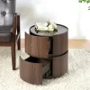 Round Side Table With 2 Drawers, Modern Bedroom Nightstand, Space Saving End Table, Sofa Side Table For Living Room Bedroom, No Assembly Required -Garvee GUEST 4c8d9ad4 18d2 4ee1 8e64 85fa3799bc14