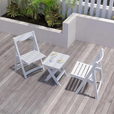 3-Piece Patio Bistro Set With Rectangular Coffee Table, 2 Chairs Outdoor Wood Foldable Small Table And Chair Set 8 3-Piece Patio Bistro Set With Rectangular Coffee Table, 2 Chairs Outdoor Wood Foldable Small Table And Chair Set - Image 6