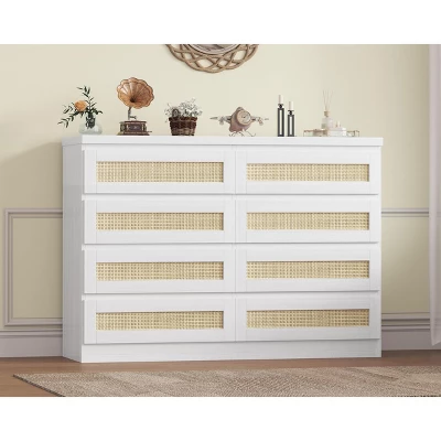 Garvee Rattan Dresser For Bedroom, 8 Drawer Dresser For Closet, Double Wood Dressers & Chest Of Drawers For TV Stands, Living Room 10 Garvee Rattan Dresser For Bedroom, 8 Drawer Dresser For Closet, Double Wood Dressers & Chest Of Drawers For TV Stands, Living Room - Image 8