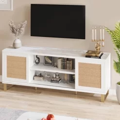 Rattan TV Stand For 65 Inch TV, White Entertainment Center Modern TV Console Table With Storage, Doors And Shelves, Media Cabinet For Living Room 14 Rattan TV Stand For 65 Inch TV, White Entertainment Center Modern TV Console Table With Storage, Doors And Shelves, Media Cabinet For Living Room -Garvee GUEST 4d654cdb b468 4663 a94d 82d0f68d9af7