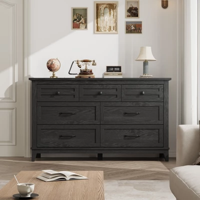Garvee 7 Dresser For Bedroom, 54" Wide Drawer Dresser With Storage Freestanding, Wooden Closet Storage Chest For Living Room, Bedroom 3 Garvee 7 Dresser For Bedroom, 54" Wide Drawer Dresser With Storage Freestanding, Wooden Closet Storage Chest For Living Room, Bedroom