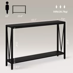Industrial Console Table, Narrow Sofa Table With Storage, 43 Tier Entryway Table, Console Table For Entryway, Living Room, Hallway, Foyer -Garvee GUEST 4dc9f711 3e34 4dda a367 72d7097aa29d