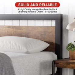 Full Size Bed Frame, 14 Inch King Size Bed Platform Industrial With Headboard No Box Spring Needed, Easy Assemble Mattress Bedframe Retro Brown -Garvee GUEST 4e1a35d0 08ba 41b3 b68e 90090488e976