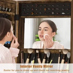 Swivel Jewelry Cabinet, Lockable Standing Jewelry Organizer With Full-Length Mirror, Rear Storage Shelves, Interior Mirror, Jewelry 12 Swivel Jewelry Cabinet, Lockable Standing Jewelry Organizer With Full-Length Mirror, Rear Storage Shelves, Interior Mirror, Jewelry -Garvee GUEST 4e27c6ec a47c 4d73 bca1 e8aa6a752d26