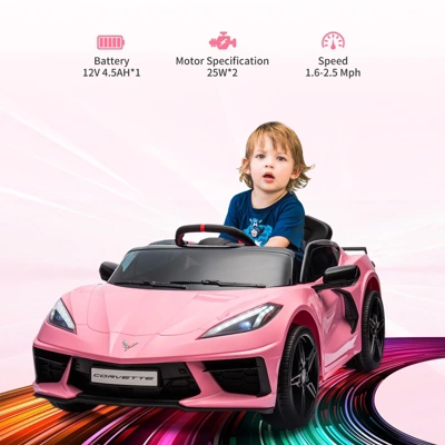 12V Kids Ride-On Sports Car – Licensed Corvette Electric Car Toy With Remote Control, Visual Dashboard, LED Lights & Music 7 12V Kids Ride-On Sports Car – Licensed Corvette Electric Car Toy With Remote Control, Visual Dashboard, LED Lights & Music - Image 5