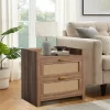 Night Stand Set Of 2, Bedside Tables With Charging Station, Rattan End Tables, Boho Bed Side Tables, Wood Nightstands Set Of 2 With Drawer 2 Night Stand Set Of 2, Bedside Tables With Charging Station, Rattan End Tables, Boho Bed Side Tables, Wood Nightstands Set Of 2 With Drawer -Garvee GUEST 4eece5b9 053e 407f 8f39 4f437c6775ba