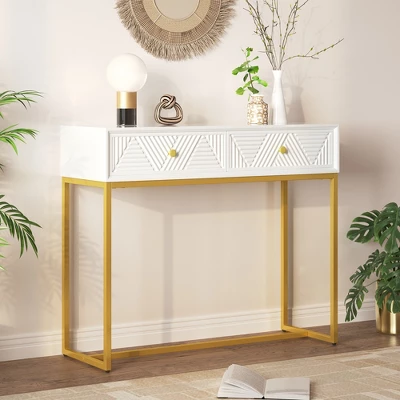 38" Console Table With 2 Drawers, Wooden Entryway Table, Narrow Long Sofa Couch Table, Hallway Foyer Table For Living Room Entryway 13 38" Console Table With 2 Drawers, Wooden Entryway Table, Narrow Long Sofa Couch Table, Hallway Foyer Table For Living Room Entryway - Image 11